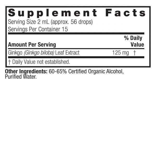 Ginkgo Biloba 1oz Supplement Facts Box