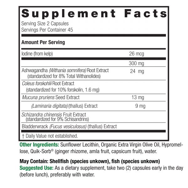 Thyroid Blend 90 v-caps (extractacaps) Supplement Facts Box